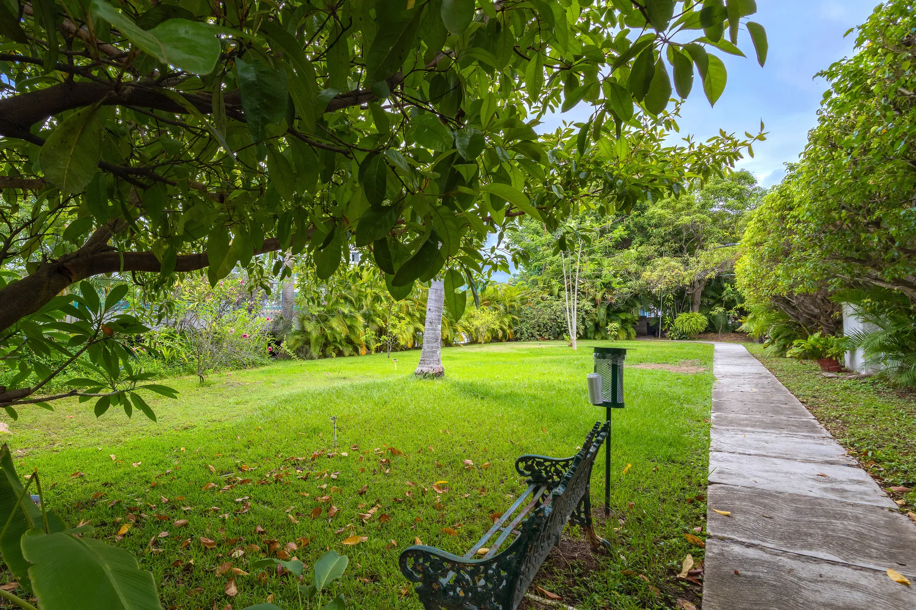 The dog park set in the mature tropical gardens at Marina Las Palmas