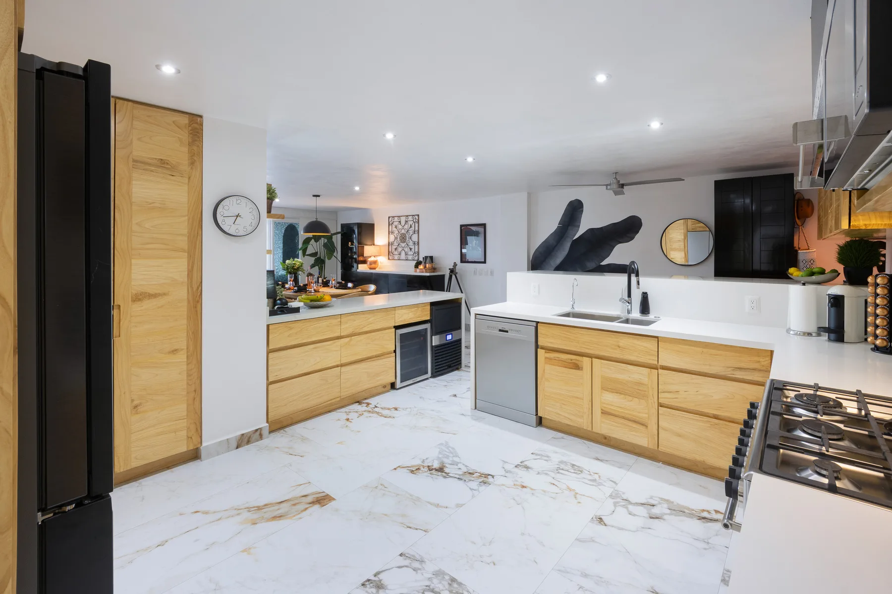 Kitchen seen from the dining area